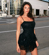 Midnight Magic Sequin Lace Mini Dress
